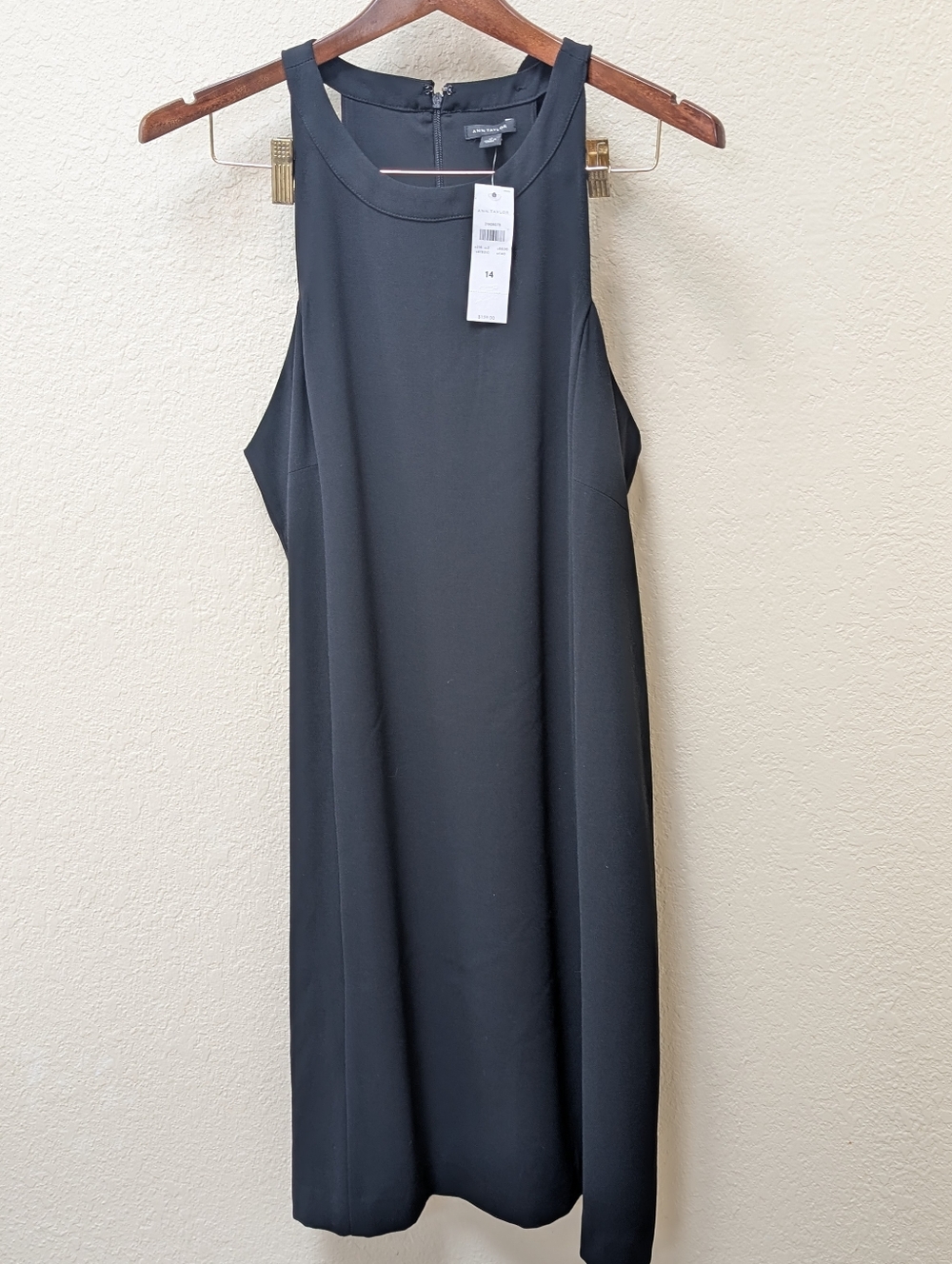 NWT Elegant Ann Taylor Black Sleeveless Halter-neck Cocktail Dress With Rear Bow